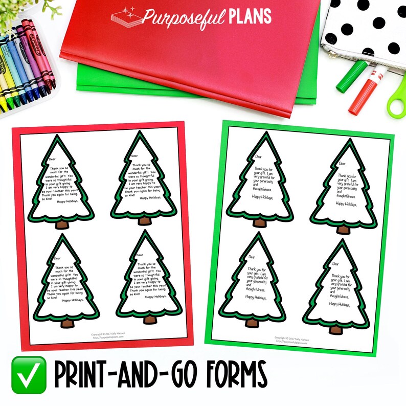 Editable Christmas Thank You Notes: Teacher Holiday Cards (digital ...