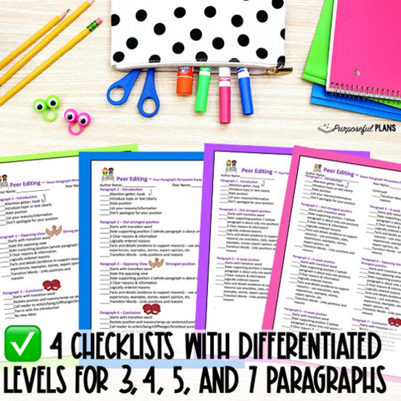 EDITABLE Peer Editing Checklist - 4 Persuasive Writing Peer Review for ...