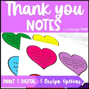Editable Valentine's Day Thank You Note Holiday Card from Teacher - Digital and Print Templates - Teacher Note Card