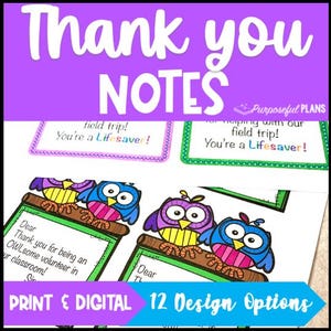 Editable Parent Volunteer Thank You Note Holiday Card & Certificate from Teacher - Digital and Print Templates - Teacher Note Card