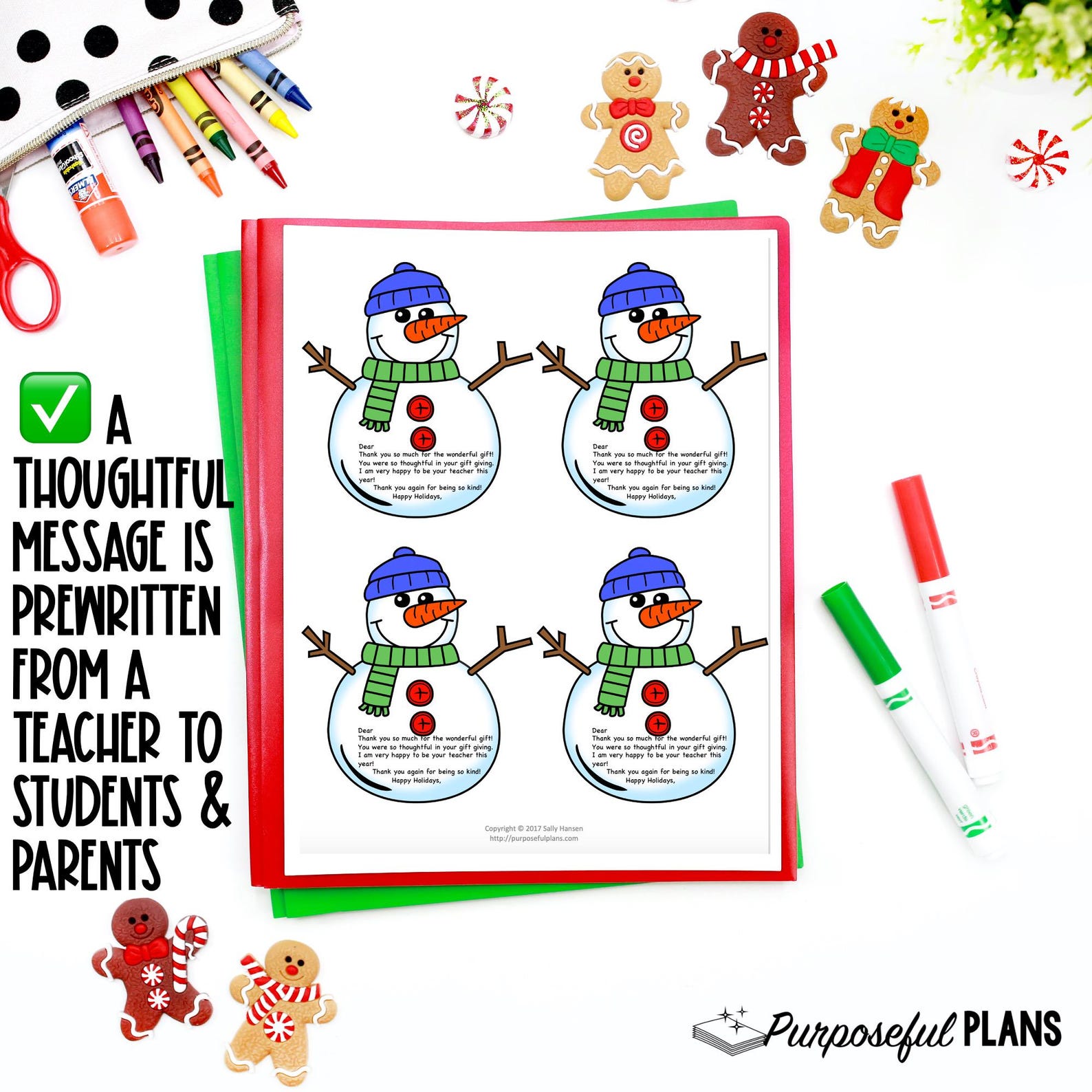 Editable Christmas Thank You Notes: Teacher Holiday Cards (digital ...