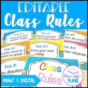 EDITABLE Students&#39; Classroom Rules - Class Expectations Posters - Digital & Print