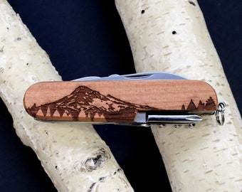 Customizable 7-Tool Pocket Knife with Engraved Oregon's MT HOOD Design Gift for Men Groomsmen Wedding Party Fathers Day Graduation Camping