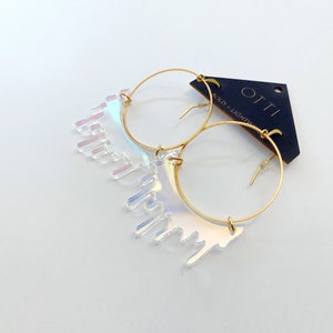 Dripping &quot;Slime&quot; Acrylic Hoop Earrings: Iridescent