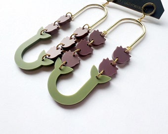 Botanical-Inspired Lightweight Acrylic Earring: Lavender