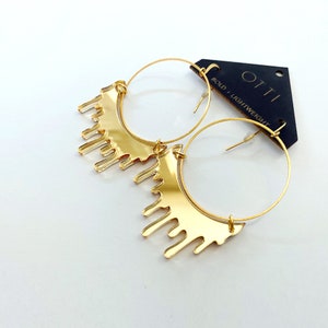 Dripping &quot;Slime&quot; Acrylic Hoop Earrings: Gold