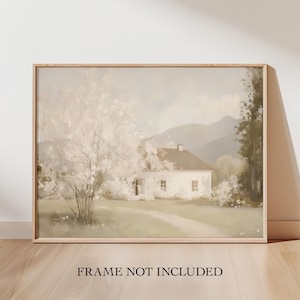 Frühling Cottage Kunstdruck | Vintage Englische Landschaft Landschaftsmalerei | Landhaus Wand Kunst | Landhaus | Fine Art Druck