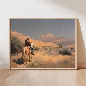 Stampa di un cowboy del deserto / Decorazione per la stanza in stile western / Arte murale di campagna / Poster vintage da cowboy / Regalo per lui / Stampa artistica