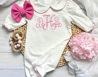 Personalized Custom Baby Girl Cotton Romper Outfit Newborn Coming Home