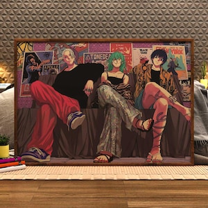 Pôster de anime dos dias de Sakamoto: Sakamoto, Akao, Nagumo - Impressão artística fosca