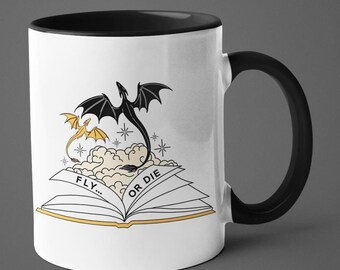 Taza de Basgiath / Taza de cerámica de 11 oz / Regalo de Navidad / Jinete de dragones / Lector de fantasía / Serie Empyrean / Xaden Riorson / Riders Quadrant
