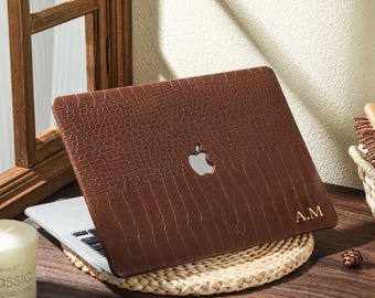 Chocolate Brown Leather MacBook Hard Case For M4 Air 13 A2681, Air 13 A2337, MacBook Pro A2338 13 14 15 16 inch Case, 2025 Laptop Case