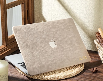 Minimalist White Leather MacBook Hard Case For M4 Air 13 A2681, Air 13 A2337, MacBook Pro A2338 13 14 15 16 inch Case, 2025 Laptop Case