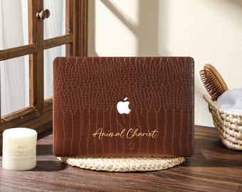 Chocolate Brown Leather MacBook Hard Case For M4 Air 13 A2681, Air 13 A2337, MacBook Pro A2338 13 14 15 16 inch Case, 2025 Laptop Case Cover
