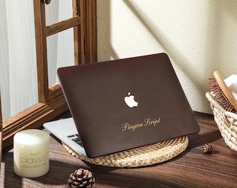 Deep Brown Leather MacBook Hard Case For M4 Air 13 A2681, Air 13 A2337, MacBook Pro A2338 13 14 15 16 inch Case, 2025 Laptop Case Cover