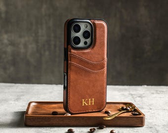 iPhone ケース　(7,8) 天然皮革　ウォレットケース カードポケット付き天然皮革製iPhoneケース（カスタマイズ可能