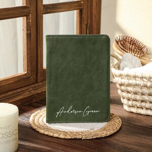 Retro Green Custom Leather Kindle Case, Personalized Kindle Paperwhite 12th 7&#39;&#39; Case Cover, All New Kindle 6&#39;&#39; 2024 11th Case, Gift idea