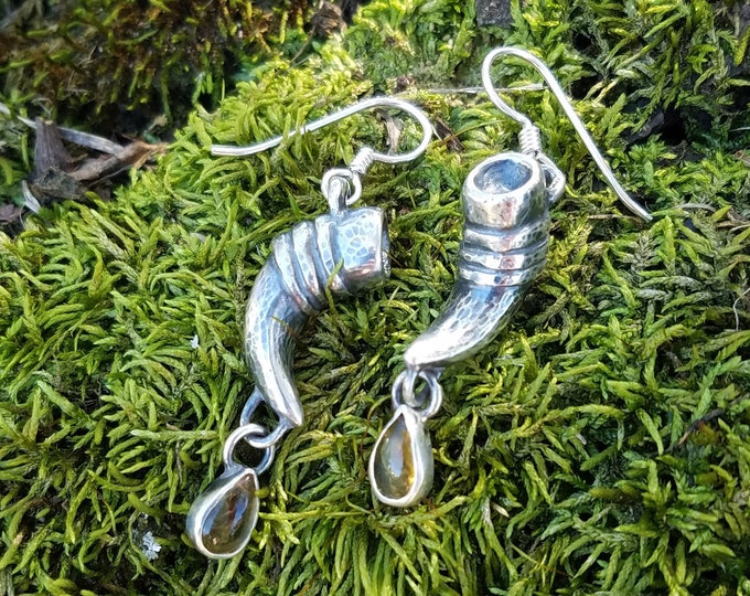 Silver and Citrine Drinking Horn Earrings