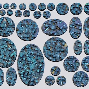 Future technology cyber hex style resin miniature / figure bases / toppers 25mm, 32mm, 40mm, 50mm, 60mm, 63mm, 80mm, 100mm, oval, round