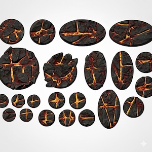 Volcanic style resin miniature / figure bases / toppers 25mm, 32mm, 40mm, 50mm, 60mm, 63mm, 80mm, 100mm, oval, round