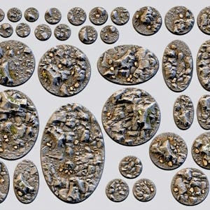 Stony ground / desert style resin miniature / figure bases / toppers 25mm, 32mm, 40mm, 50mm, 60mm, 63mm, 80mm, 100mm, oval, round