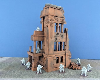 Terreno di gioco per grandi città in rovina in stile europeo, completamente dipinto/non dipinto, scala 1/56, da 28 mm-32 mm, guerra strana della Seconda Guerra Mondiale