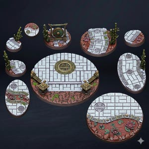 Asiatisk/Cathay-tempelstil, miniatyr-/figurbaser/toppar i harts, 25 mm, 32 mm, 40 mm, 50 mm, 60 mm, 80 mm, 100 mm, oval, rund