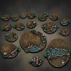 Raubtier Dschungelwald / Holz / Baumharz-Miniatur / Figurensockel 25 mm, 32 mm, 40 mm, 50 mm, 60 mm, 63 mm, 80 mm, 100 mm, oval, rund