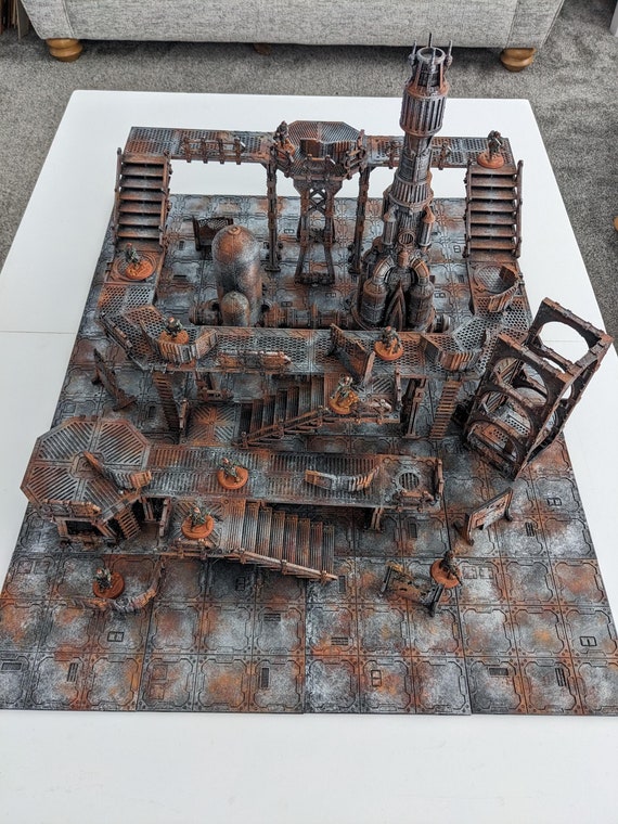 Suitable for Warhammer 40k Kill Team Necromunda style board wargame scifi walkways, pipes and platforms terrain with/without tiled board.