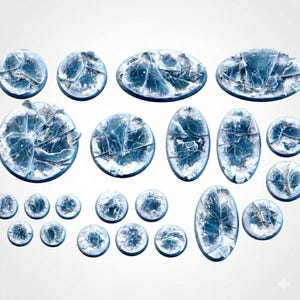 Frozen ice glacial style resin miniature / figure bases / toppers 25mm, 32mm, 40mm, 50mm, 60mm, 63mm, 80mm, 100mm, oval, round