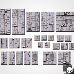 Medieval dungeon stone style resin miniature/figure bases 20mm, 25mm, 30mm, 40mm, 50mm, 60mm, 75mm, 100mm, 150mm square, rectangle