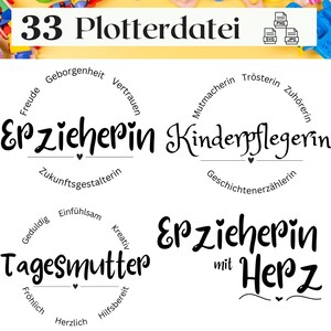 Fichier traceur éducateur avec coeur, éducateur allemand svg - maternelle adieu svg, lettrage maternelle, nounou, assistante maternelle