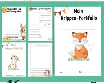 46 Kindergarten Portfolio Templates Animals | Kindergarten Portfolio | Daycare Portfolio | | Kindergarten Portfolio Folder | PDF for Printing