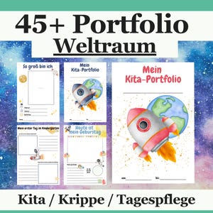 45+Space Portfolio Templates Kindergarten/Crèche/Daycare/Childminder | Instant Download PDF A4 to Print | For Educators, Girls & Boys