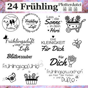 Plotterdatei Frühling Blumen Vögel 24 Designs | Deutsche Plotterdatei, Ostergrüße - Frühlings Bundle - Laser  SVG,, JPG, PNG,  Ostern Svg