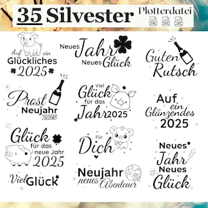 Archivo de trazador de Nochevieja en alemán, Año Nuevo 2025 SVG, refranes de Nochevieja, cerdo de la suerte, Feliz Año Nuevo 2025, archivo láser, refranes alemanes