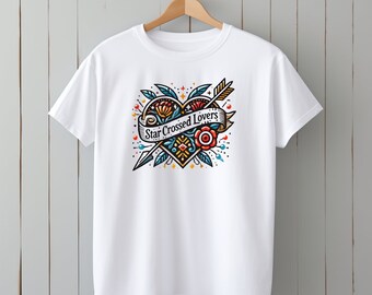 Romeo and Juliet T-Shirt, "Star Crossed Lovers" Design, Book Lover Tee
