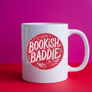 Book Lover Mug, &quot;Bookish Baddie&quot; Logo Mug, Bookish Mug, Reader Gift, Bookworm Gift.