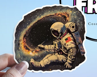 Sticker peinture cosmique : Sticker étanche art spatial univers astronaute - Déco pour ordinateurs portables, Kindles, iPads, journaux et bouteilles d'eau
