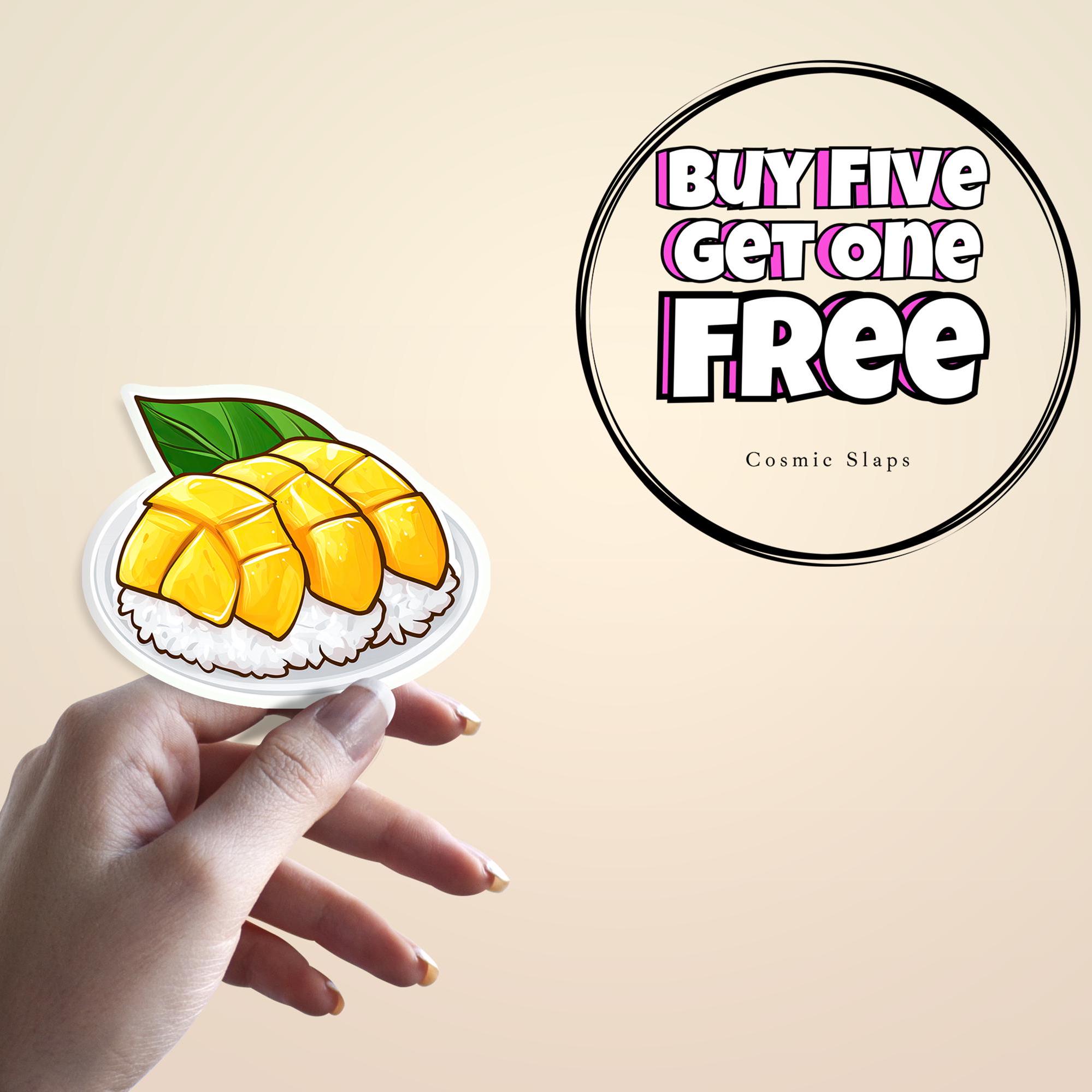 Mango Sticky Rice Sticker: Kawaii Thai Food Dessert Waterproof Asian ...