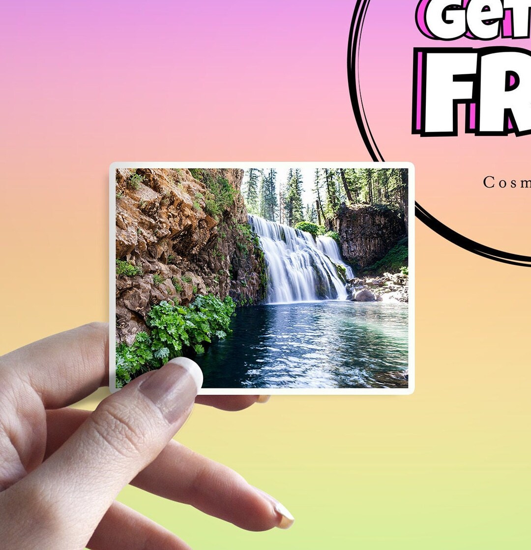 Serene Waterfall Sticker: Scenic Water Decal, Waterproof Travel Sticker ...