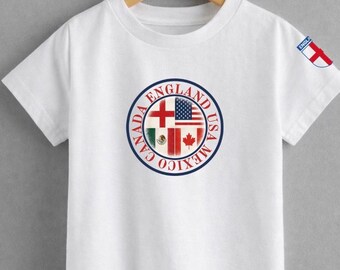 Kids World Cup 2026 T-Shirt | USA, Mexico, Canada, England Flags Soccer Tee
