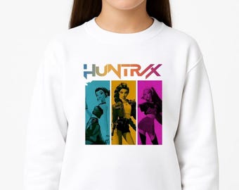HUNTRX Graphic Sweatshirt – Signed Anime Style Girl Group Design – Fan Merch Tee
