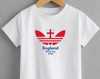 Kids England World Cup 2026 Football T-Shirt | Red Blue Sports Tee