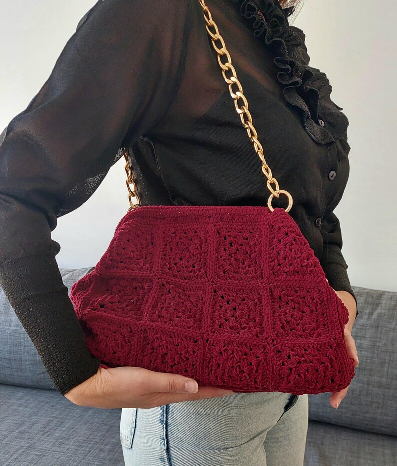 Sister ME Suede Clutch With Chain Strap Burgundy main image 0