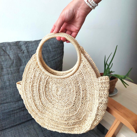 Summer Straw Handbag: Crochet Raffia Bag