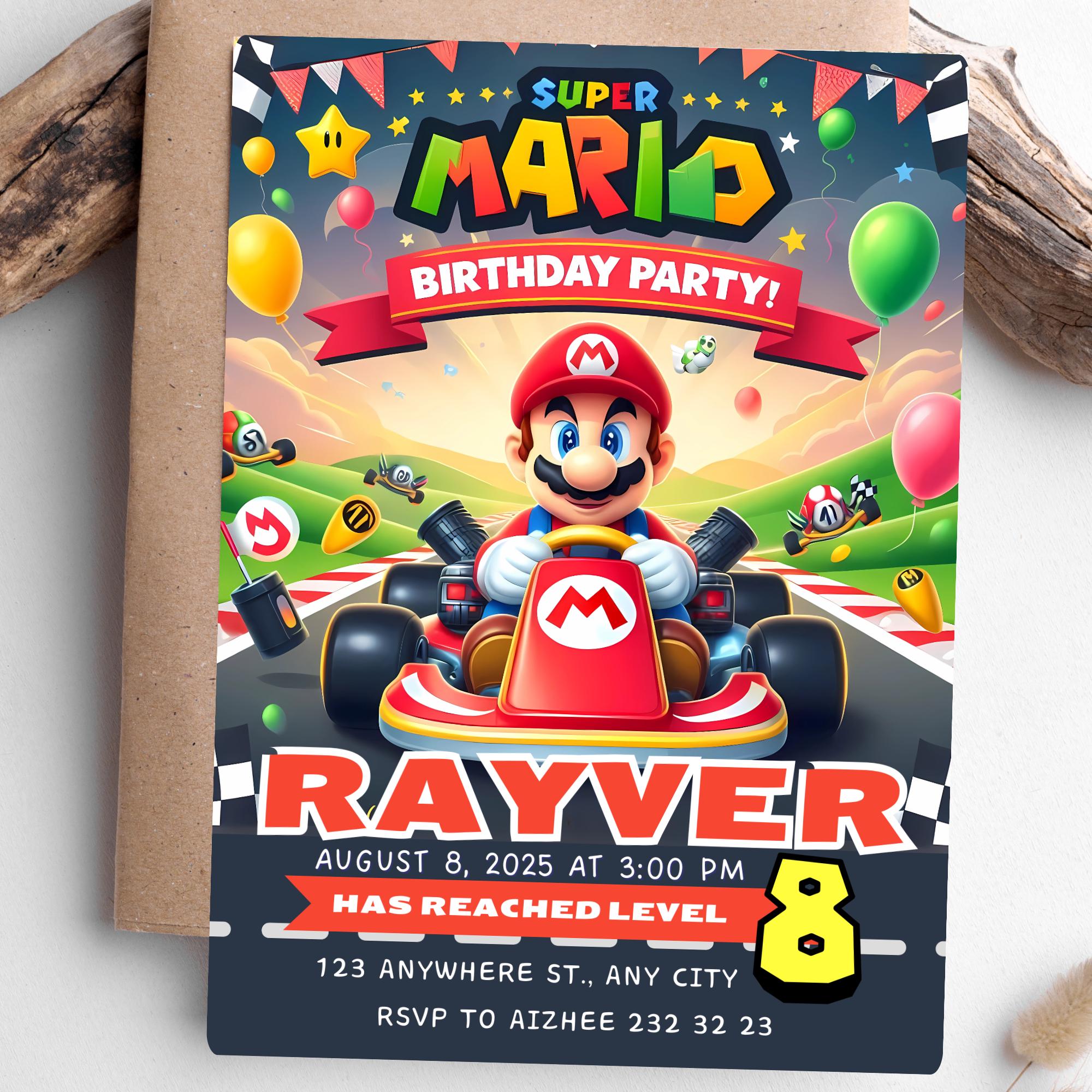 Mario Kart Birthday Invitation | Editable Mario Kart Birthday ...