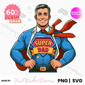 Dia dos Pais do Super Pai PNG Svg Clipart de Super-herói Pai Arquivo de Corte Cricut Design de Sublimação Download Digital para Presentes de Pai