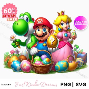 Super Mario bunte Ostereier, Mario Ostern png, Spielaufkleber, Mario Luigi Ostern Aufkleber, Mario Prinzessin Osterei