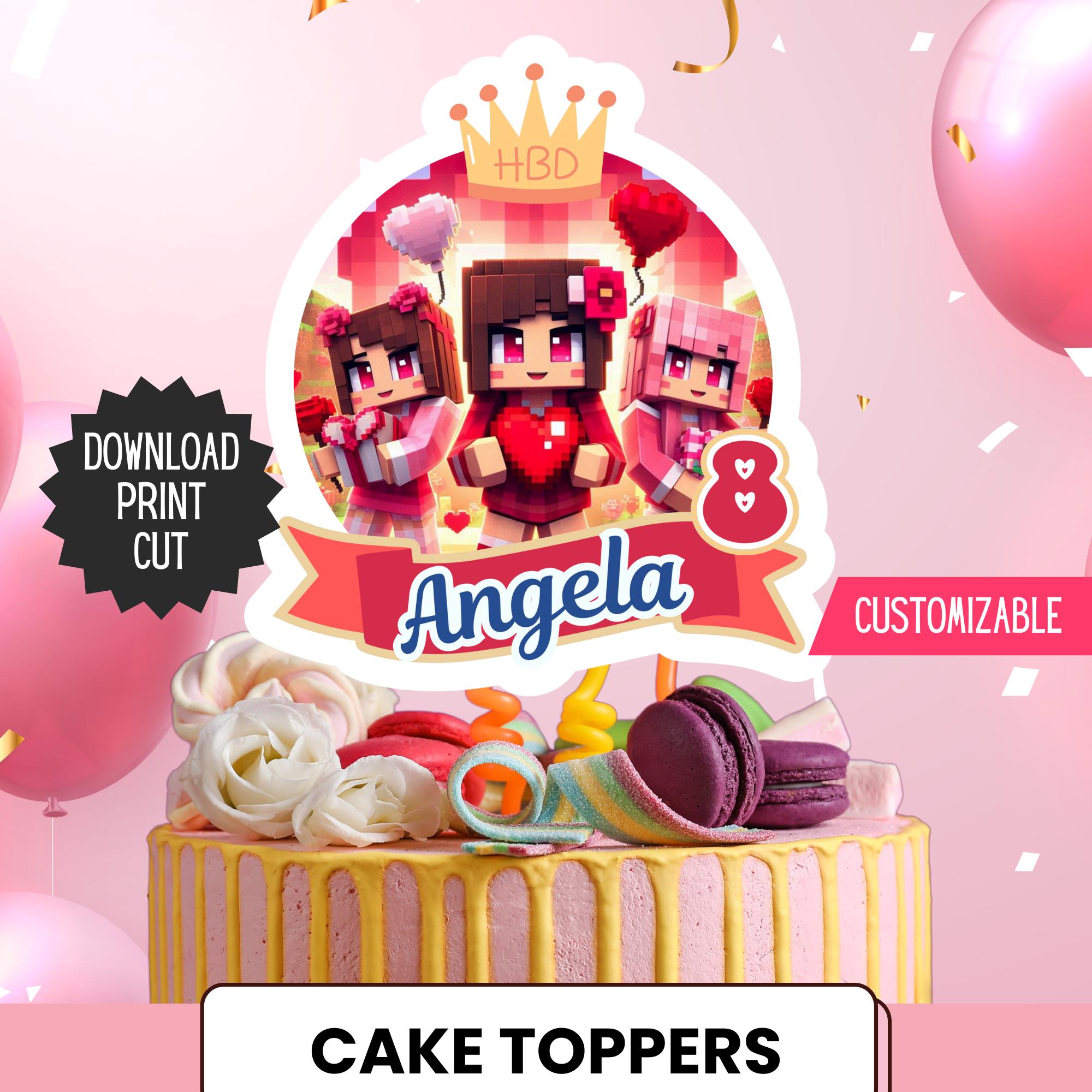 Minecrafter Cake Topper + 12 Cupcakes